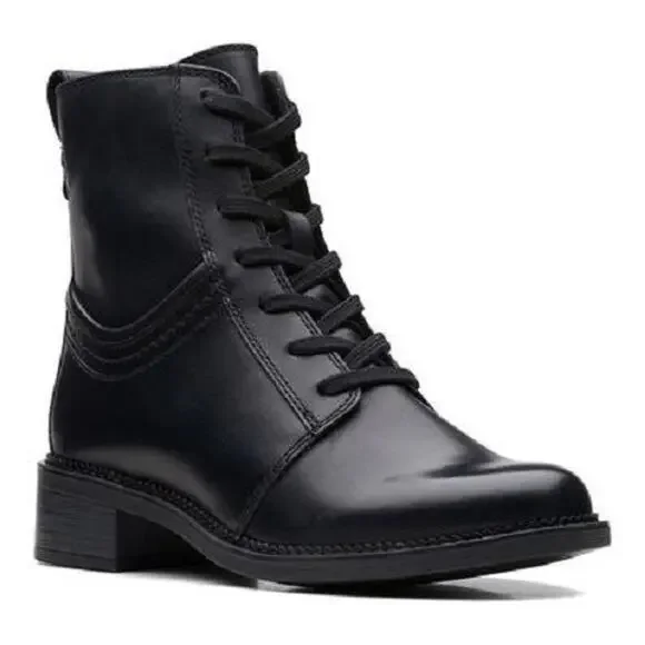 Clarks | Shoes | Clarks Womens Maye Step Leather Combat  display picture 3